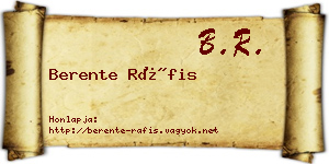 Berente Ráfis névjegykártya